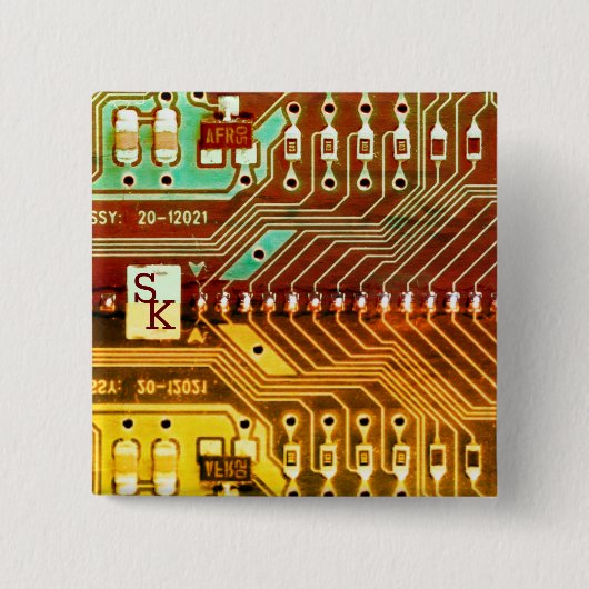 Cooles Aquamarin-gelbes, einzigartiges Retro-Steam Button (Vorderseite)