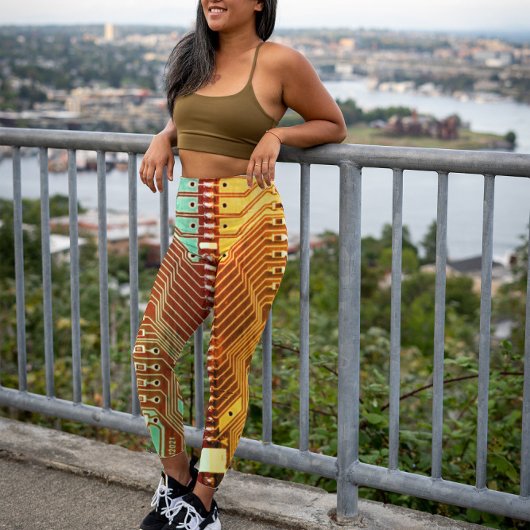 Cooles Aquamarin-gelbes, einzigartiges Retro-Steam Leggings