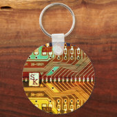 Cooles Aquamarin-gelbes, einzigartiges Retro-Steam Schlüsselanhänger (Vorderseite)