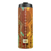 Cooles Aquamarin-gelbes, einzigartiges Retro-Steam Thermosbecher (Vorderseite)