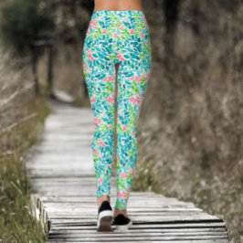 Cooles Aquamarines botanisches Muster Leggings