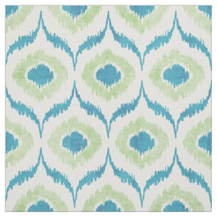 Cooles aquamarines und grünes Katzenbild Stoff