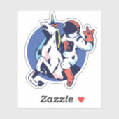 Cooles Astronautenreiten Unicorn Rock Signal Funny Aufkleber (Blatt)