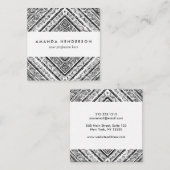 Cooles aztekisches Stammes- Schwarzweiss-Muster Quadratische Visitenkarte (Vorne/Hinten)