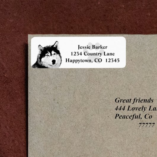 Cooles B&W Siberian Husky Rücksendeadresse