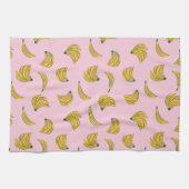 Cooles Bananenmuster in Rosa und Gelb Geschirrtuch (Horizontal)