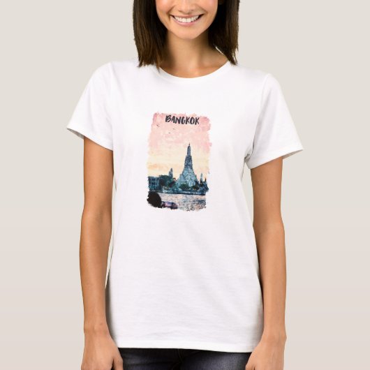 Cooles Bangkok Thailand City Travel Watercolor T-Shirt (Vorderseite)