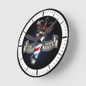 Cooles Barberglas-Logos und Kronen-Logos 2 Runde Wanduhr (Winkel)