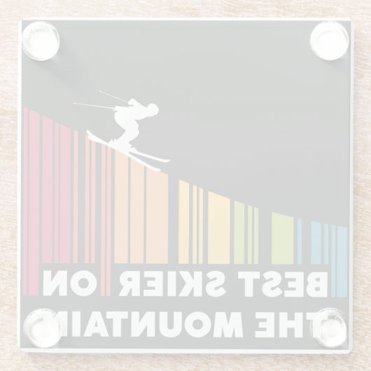 Cooles Barcode Design Bester Skifahrer auf dem Ber Glasuntersetzer (Rückseite)