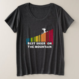 Cooles Barcode Design Bester Skifahrer auf dem Ber Große Größe T-Shirt