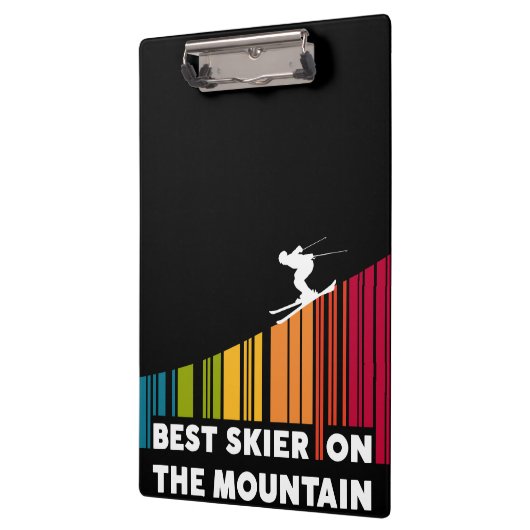 Cooles Barcode Design Bester Skifahrer auf dem Ber Klemmbrett (Links)