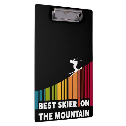 Cooles Barcode Design Bester Skifahrer auf dem Ber Klemmbrett (Rechts)