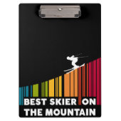 Cooles Barcode Design Bester Skifahrer auf dem Ber Klemmbrett (Vorderseite)