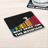 Cooles Barcode Design Bester Skifahrer auf dem Ber Rechteckiger Pappuntersetzer (angewinkelt)