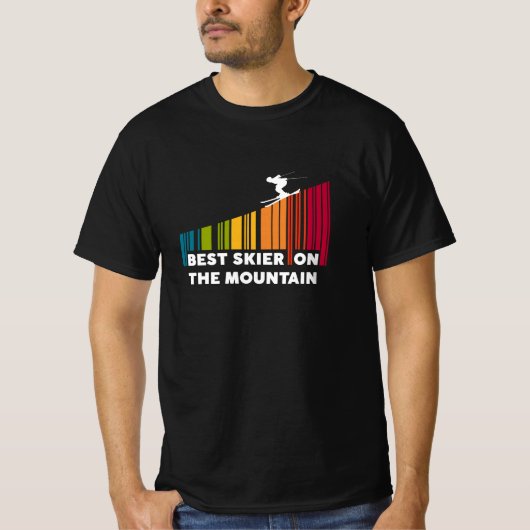 Cooles Barcode Design Bester Skifahrer auf dem Ber T-Shirt (Vorderseite)