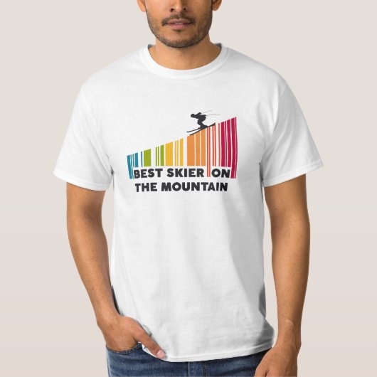 Cooles Barcode Design Bester Skifahrer auf dem Ber T-Shirt (Vorderseite)