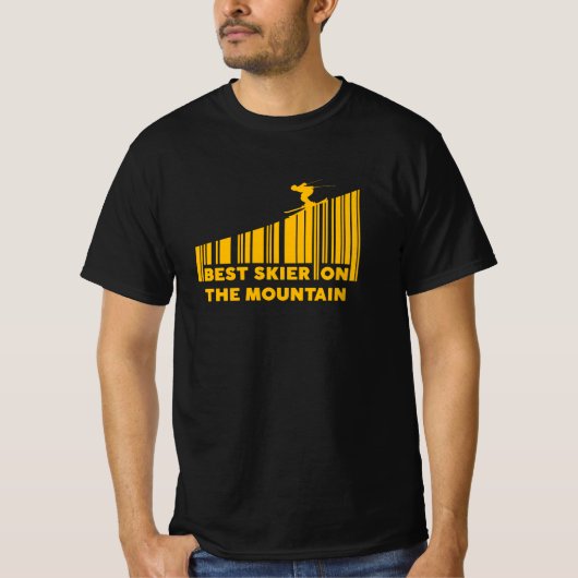 Cooles Barcode Design Bester Skifahrer auf dem Ber T-Shirt (Vorderseite)