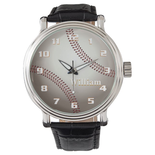 Cooles Baseball-Monogramm Armbanduhr (Vorderseite)
