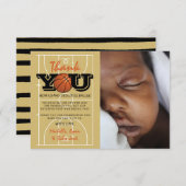 Cooles Basketball Baby Dusche Foto Dankeskarte (Vorne/Hinten)