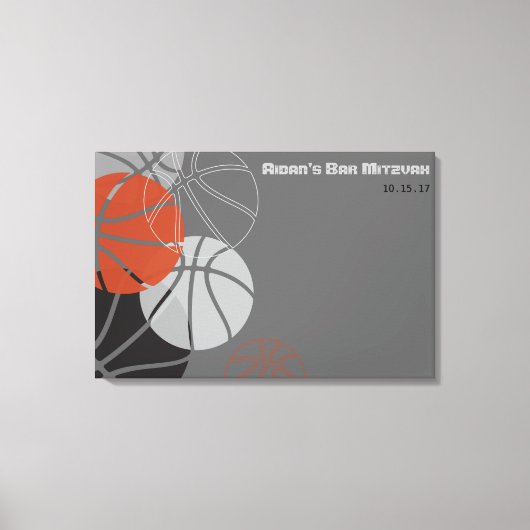 COOLES BASKETBALL Bar Mitzvah Sign-In Board Leinwanddruck (Vorderseite)