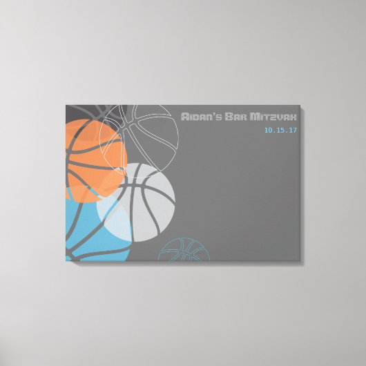 COOLES BASKETBALL Bar Mitzvah Sign-In Board Leinwanddruck (Vorderseite)