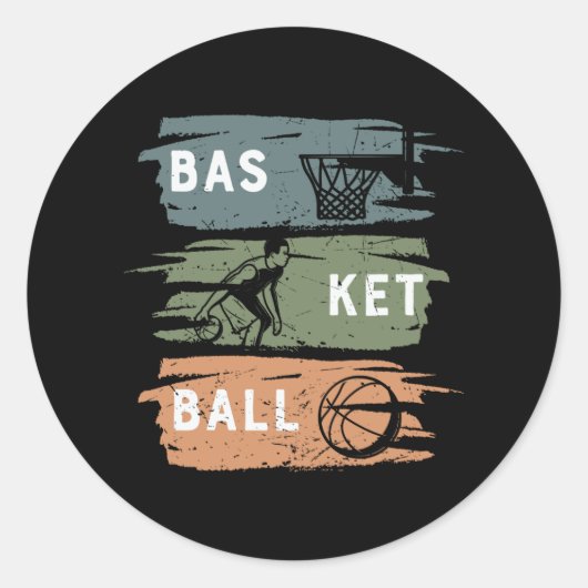 Cooles Basketballdesign in 3 Farben Runder Aufkleber (Vorderseite)