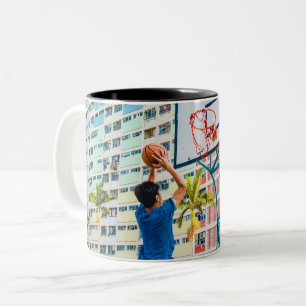 Cooles Basketballgeschenk Zweifarbige Tasse