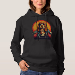 Cooles Basset-Hundbiker bei Sonnenuntergang Hoodie