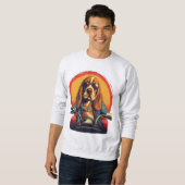 Cooles Basset-Hundbiker bei Sonnenuntergang Sweatshirt (Vorne ganz)