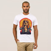 Cooles Basset-Hundbiker bei Sonnenuntergang T-Shirt (Vorne ganz)