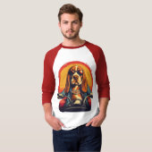 Cooles Basset-Hundbiker bei Sonnenuntergang T-Shirt (Vorne ganz)