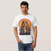Cooles Basset-Hundbiker bei Sonnenuntergang T-Shirt (Vorne ganz)