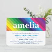 COOLES BAT MITZVAH fett farbiger Regenbogenstreife Einladung (Stehend Vorderseite)