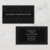 Cooles Bauen Schwarzer Maskuliner Design Visitenkarte (Vorne/Hinten)