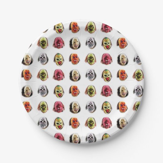 Cooles Beängstigendes Maskenmuster Pappteller (Vorderseite)