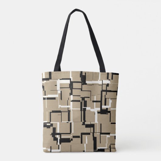 COOLES Beige Schwarz-weißes Muster Tasche (Rückseite)