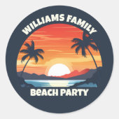 Cooles, benutzerdefiniertes Sonnenaufgang Palmen B Runder Aufkleber (Vorderseite)