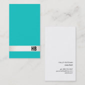 Cooles Berufliches Monogram Türkis Blau Visitenkarte (Vorne/Hinten)