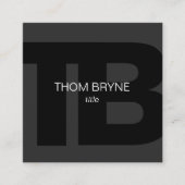 Cooles Berufliches Schwarz-2-Buchstaben-Monogramm Quadratische Visitenkarte (Vorderseite)