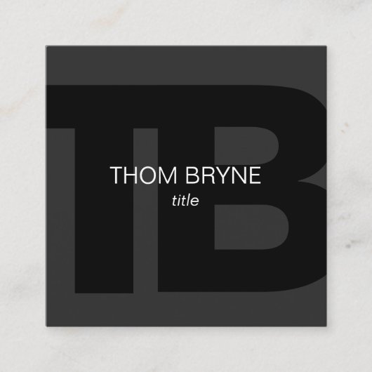 Cooles Berufliches Schwarz-2-Buchstaben-Monogramm Quadratische Visitenkarte (Vorderseite)