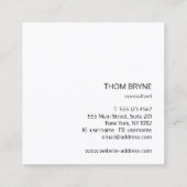 Cooles Berufliches Schwarz-2-Buchstaben-Monogramm Quadratische Visitenkarte (Rückseite)