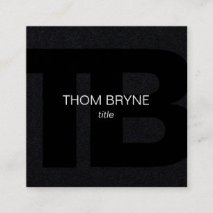 Cooles Berufliches Schwarz-2-Buchstaben-Monogramm Quadratische Visitenkarte