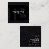 Cooles Berufliches Schwarz-2-Buchstaben-Monogramm Quadratische Visitenkarte (Vorne/Hinten)