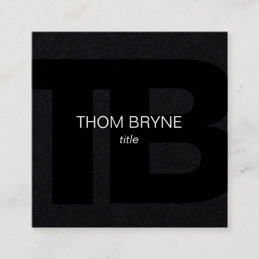 Cooles Berufliches Schwarz-2-Buchstaben-Monogramm Quadratische Visitenkarte (Vorderseite)