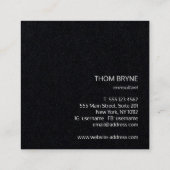 Cooles Berufliches Schwarz-2-Buchstaben-Monogramm Quadratische Visitenkarte (Rückseite)