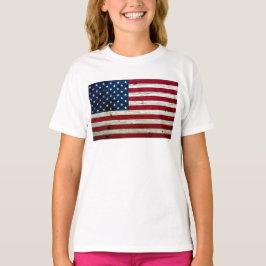 Cooles beunruhigtes amerikanische Flaggen-Holz T-Shirt