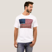 Cooles beunruhigtes amerikanische Flaggen-Holz T-Shirt (Vorne ganz)