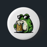 Cooles Bier Button<br><div class="desc">Cooler Frosch mit einem coolen erfrischenden Bier.</div>