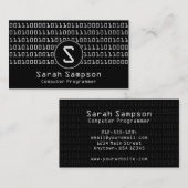 Cooles Binärkodemuster Monogramm Visitenkarte (Vorne/Hinten)