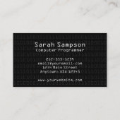 Cooles Binärkodemuster Monogramm Visitenkarte (Rückseite)